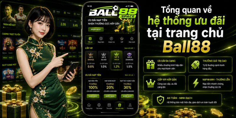 Tổng quan về hệ thống ưu đãi tại trang chủ Ball88